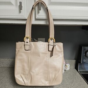 Coach Pale Pink Leather Tote with Gold Hardware